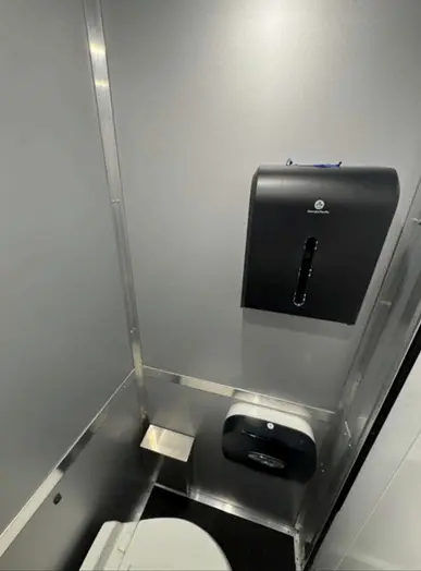 Industrial restroom trailer interior fixtures